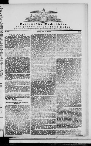 Berlinische Nachrichten von Staats- und gelehrten Sachen vom 13.08.1869