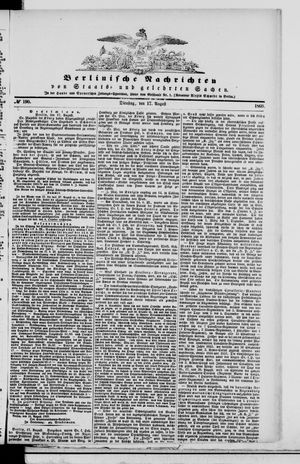 Berlinische Nachrichten von Staats- und gelehrten Sachen vom 17.08.1869
