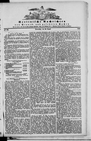 Berlinische Nachrichten von Staats- und gelehrten Sachen on Aug 26, 1869