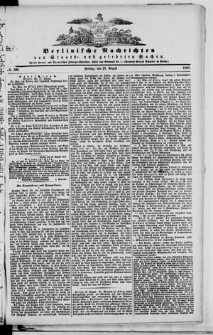 Berlinische Nachrichten von Staats- und gelehrten Sachen on Aug 27, 1869