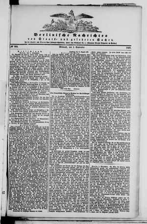 Berlinische Nachrichten von Staats- und gelehrten Sachen on Sep 1, 1869