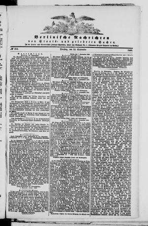 Berlinische Nachrichten von Staats- und gelehrten Sachen on Sep 14, 1869