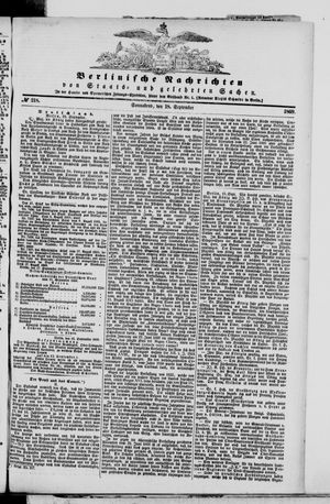 Berlinische Nachrichten von Staats- und gelehrten Sachen vom 18.09.1869