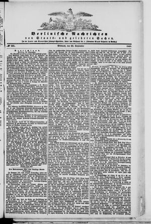 Berlinische Nachrichten von Staats- und gelehrten Sachen vom 22.09.1869