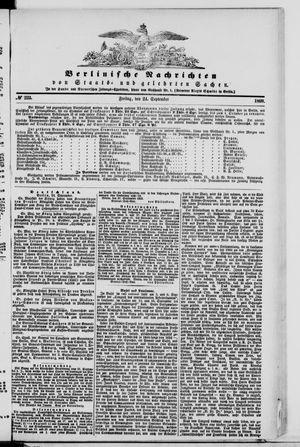 Berlinische Nachrichten von Staats- und gelehrten Sachen vom 24.09.1869