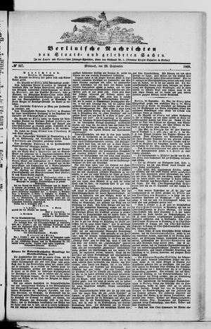 Berlinische Nachrichten von Staats- und gelehrten Sachen vom 29.09.1869