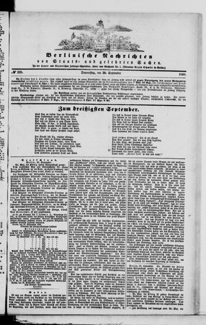 Berlinische Nachrichten von Staats- und gelehrten Sachen vom 30.09.1869