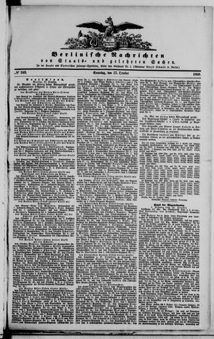 Berlinische Nachrichten von Staats- und gelehrten Sachen on Oct 17, 1869