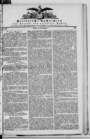 Berlinische Nachrichten von Staats- und gelehrten Sachen on Nov 12, 1869
