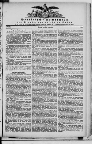Berlinische Nachrichten von Staats- und gelehrten Sachen on Nov 19, 1869