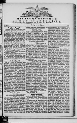 Berlinische Nachrichten von Staats- und gelehrten Sachen on Dec 14, 1869