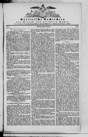 Berlinische Nachrichten von Staats- und gelehrten Sachen vom 09.01.1870