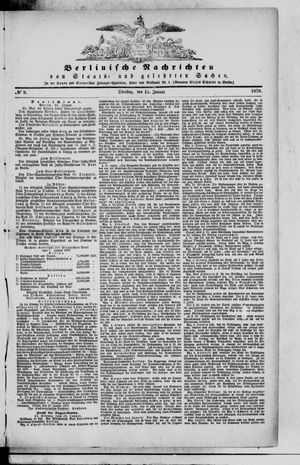 Berlinische Nachrichten von Staats- und gelehrten Sachen vom 11.01.1870