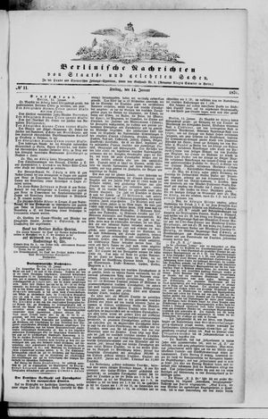 Berlinische Nachrichten von Staats- und gelehrten Sachen vom 14.01.1870