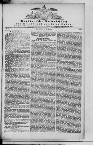 Berlinische Nachrichten von Staats- und gelehrten Sachen vom 15.01.1870
