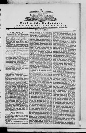 Berlinische Nachrichten von Staats- und gelehrten Sachen vom 11.02.1870