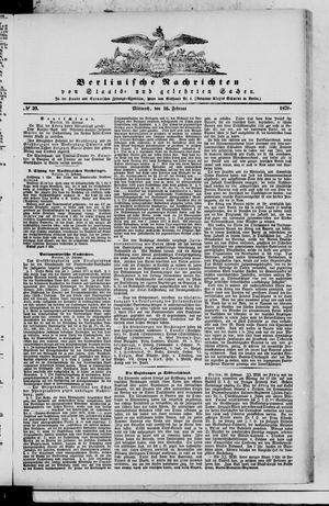 Berlinische Nachrichten von Staats- und gelehrten Sachen vom 16.02.1870