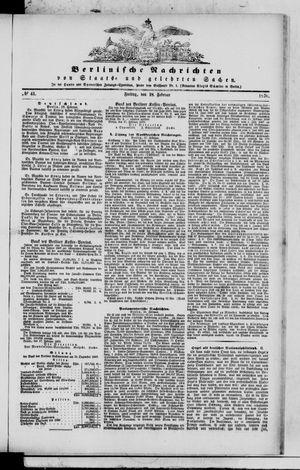 Berlinische Nachrichten von Staats- und gelehrten Sachen vom 18.02.1870