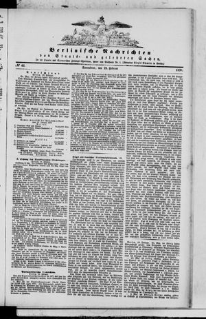 Berlinische Nachrichten von Staats- und gelehrten Sachen vom 19.02.1870