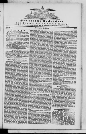 Berlinische Nachrichten von Staats- und gelehrten Sachen vom 20.02.1870