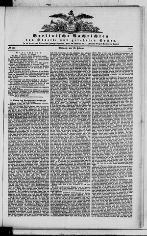 Berlinische Nachrichten von Staats- und gelehrten Sachen vom 23.02.1870