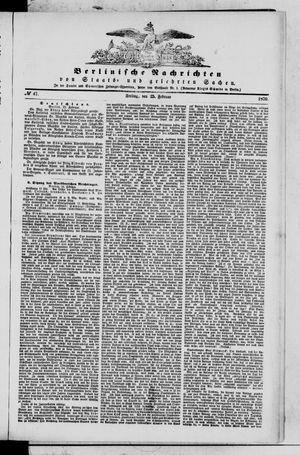 Berlinische Nachrichten von Staats- und gelehrten Sachen vom 25.02.1870