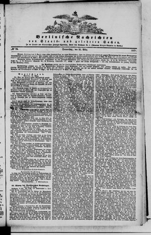 Berlinische Nachrichten von Staats- und gelehrten Sachen vom 31.03.1870