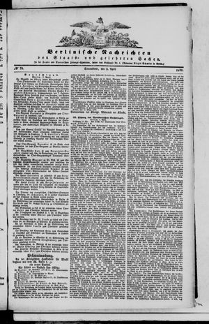 Berlinische Nachrichten von Staats- und gelehrten Sachen on Apr 2, 1870