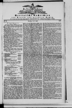 Berlinische Nachrichten von Staats- und gelehrten Sachen vom 03.04.1870