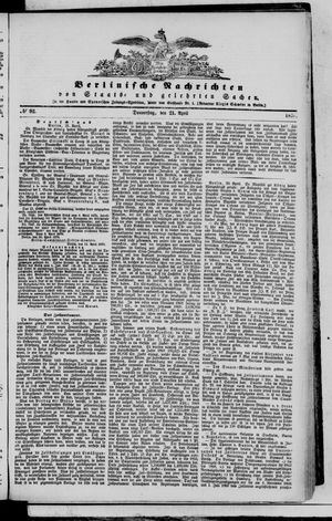 Berlinische Nachrichten von Staats- und gelehrten Sachen on Apr 21, 1870