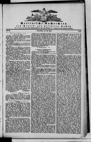 Berlinische Nachrichten von Staats- und gelehrten Sachen vom 28.04.1870