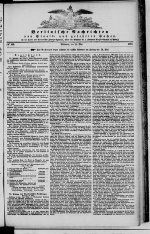 Berlinische Nachrichten von Staats- und gelehrten Sachen vom 11.05.1870