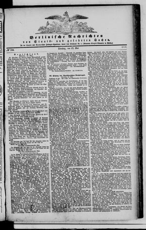 Berlinische Nachrichten von Staats- und gelehrten Sachen on May 17, 1870
