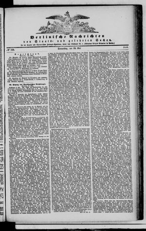 Berlinische Nachrichten von Staats- und gelehrten Sachen vom 19.05.1870