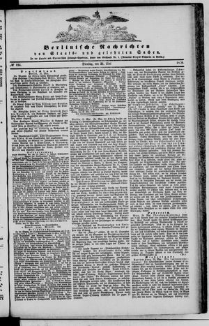Berlinische Nachrichten von Staats- und gelehrten Sachen vom 31.05.1870