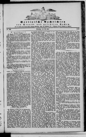 Berlinische Nachrichten von Staats- und gelehrten Sachen vom 12.06.1870