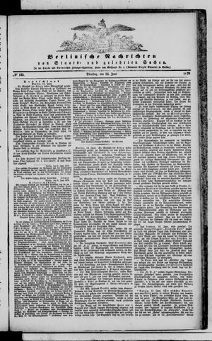 Berlinische Nachrichten von Staats- und gelehrten Sachen vom 14.06.1870