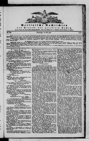 Berlinische Nachrichten von Staats- und gelehrten Sachen vom 30.06.1870