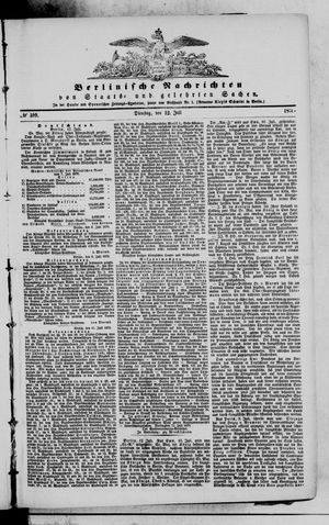 Berlinische Nachrichten von Staats- und gelehrten Sachen vom 12.07.1870