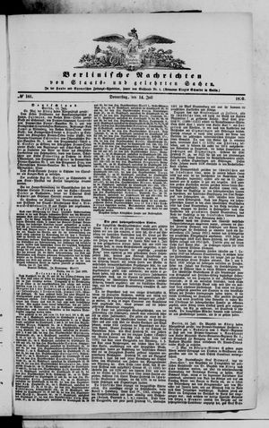 Berlinische Nachrichten von Staats- und gelehrten Sachen vom 14.07.1870