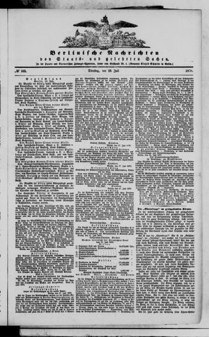 Berlinische Nachrichten von Staats- und gelehrten Sachen on Jul 19, 1870