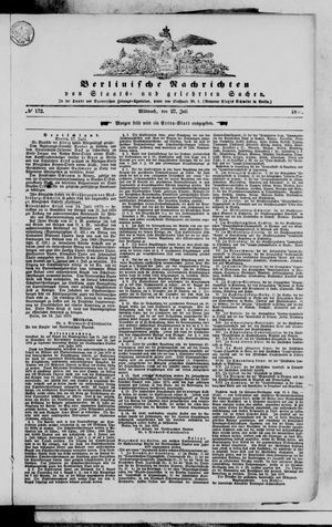 Berlinische Nachrichten von Staats- und gelehrten Sachen vom 27.07.1870