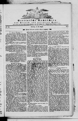 Berlinische Nachrichten von Staats- und gelehrten Sachen vom 21.08.1870