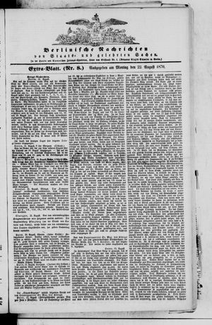 Berlinische Nachrichten von Staats- und gelehrten Sachen vom 22.08.1870