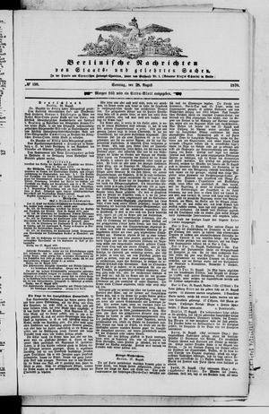 Berlinische Nachrichten von Staats- und gelehrten Sachen vom 28.08.1870