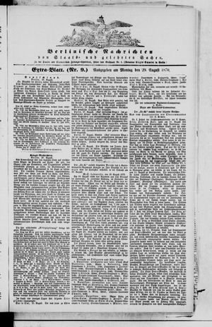 Berlinische Nachrichten von Staats- und gelehrten Sachen vom 29.08.1870