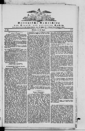 Berlinische Nachrichten von Staats- und gelehrten Sachen vom 31.08.1870