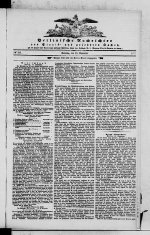 Berlinische Nachrichten von Staats- und gelehrten Sachen vom 11.09.1870