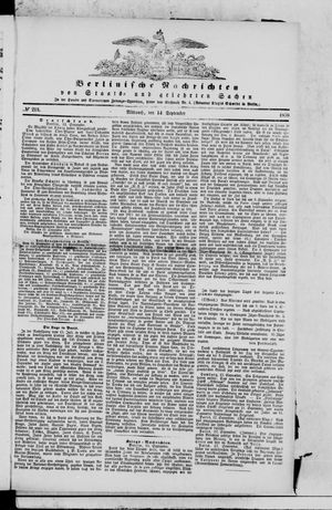 Berlinische Nachrichten von Staats- und gelehrten Sachen vom 14.09.1870