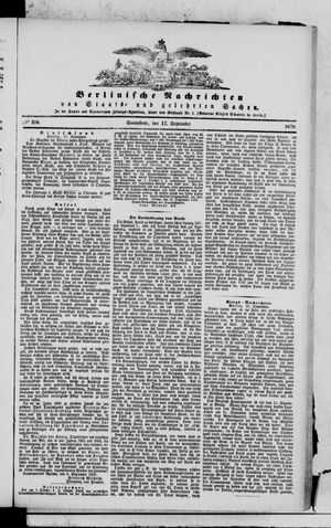 Berlinische Nachrichten von Staats- und gelehrten Sachen on Sep 17, 1870